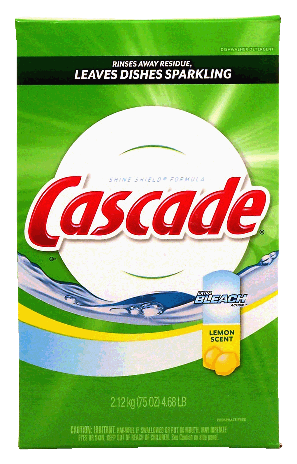 Cascade&nbsp;&nbsp;lemon scent powder dishwasher detergent, with extra bleach action, with shine shield Full-Size Picture